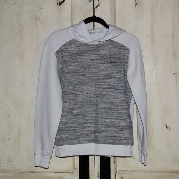Calvin Klein Men's Heather gray and white long sleeve hooded sweatshirt size S - Picture 1 of 5